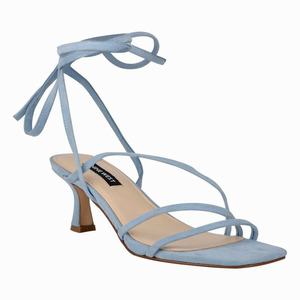 Nine West Agnes Ankle Wrap Heeled Sandals - Light Blue - Ireland (PO3890527)